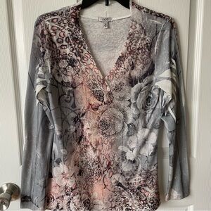 Women’s Vintage Cache Lightweight Animal Print Sweater Top Size Medium